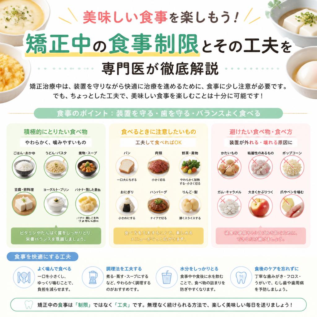 美味しい食事を楽しもう！矯正中の食事制限とその工夫を専門医が徹底解説