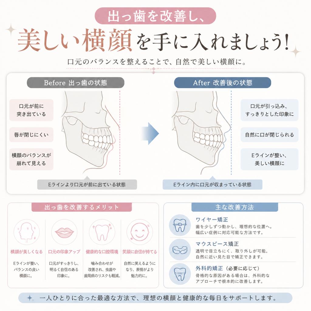 出っ歯を改善し、美しい横顔を手に入れましょう！