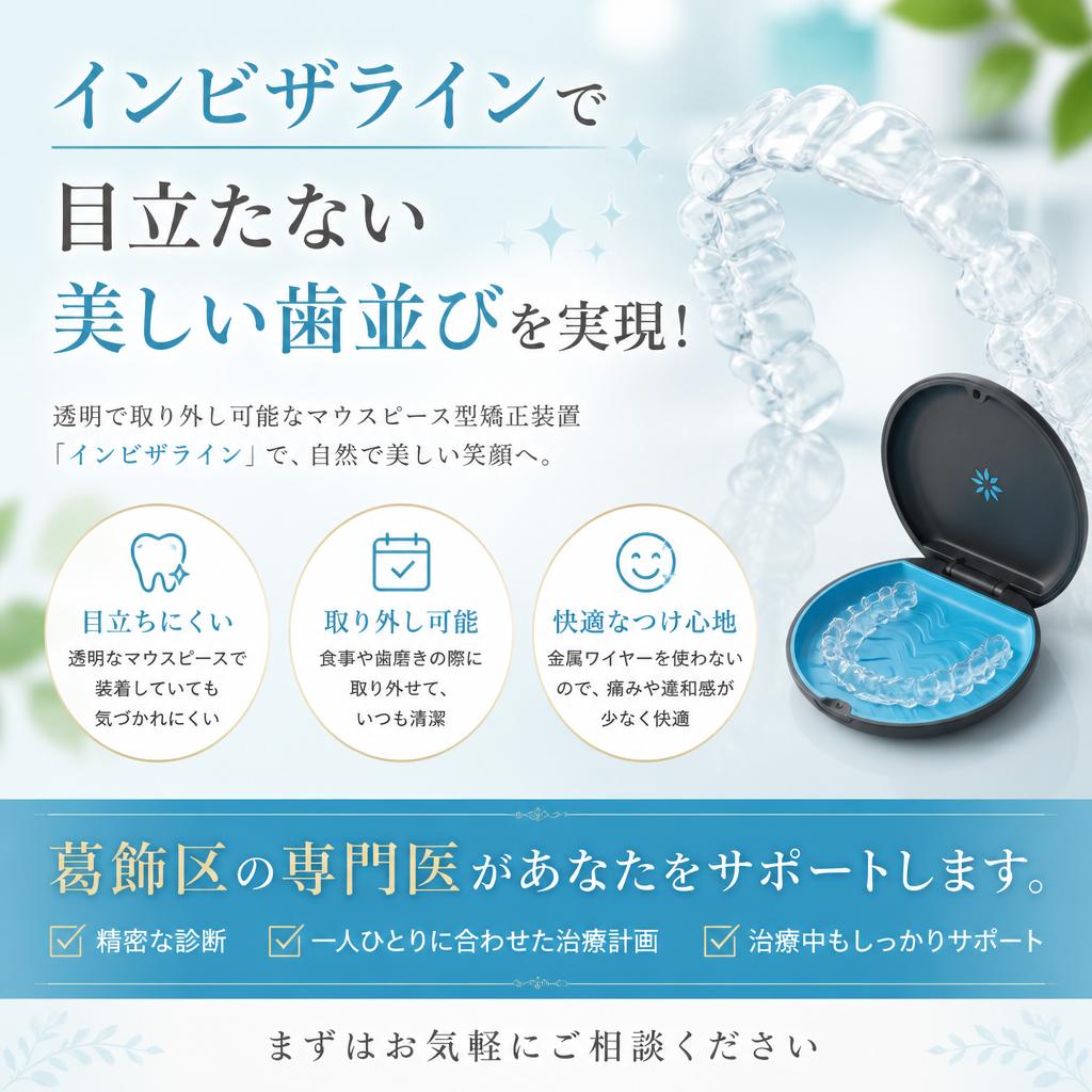 インビザラインで目立たない美しい歯並びを実現！お花茶屋の専門医院があなたをサポートします。