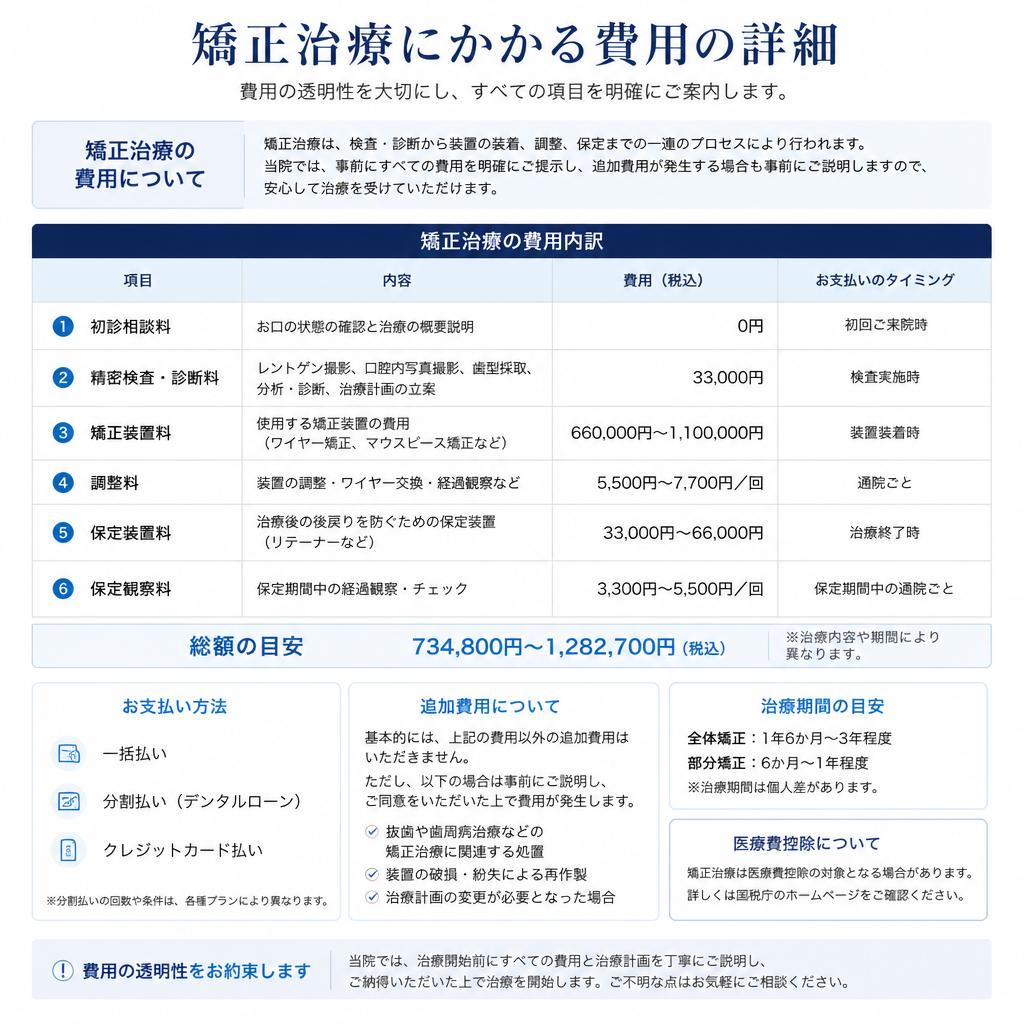 矯正治療にかかる費用とその内訳
