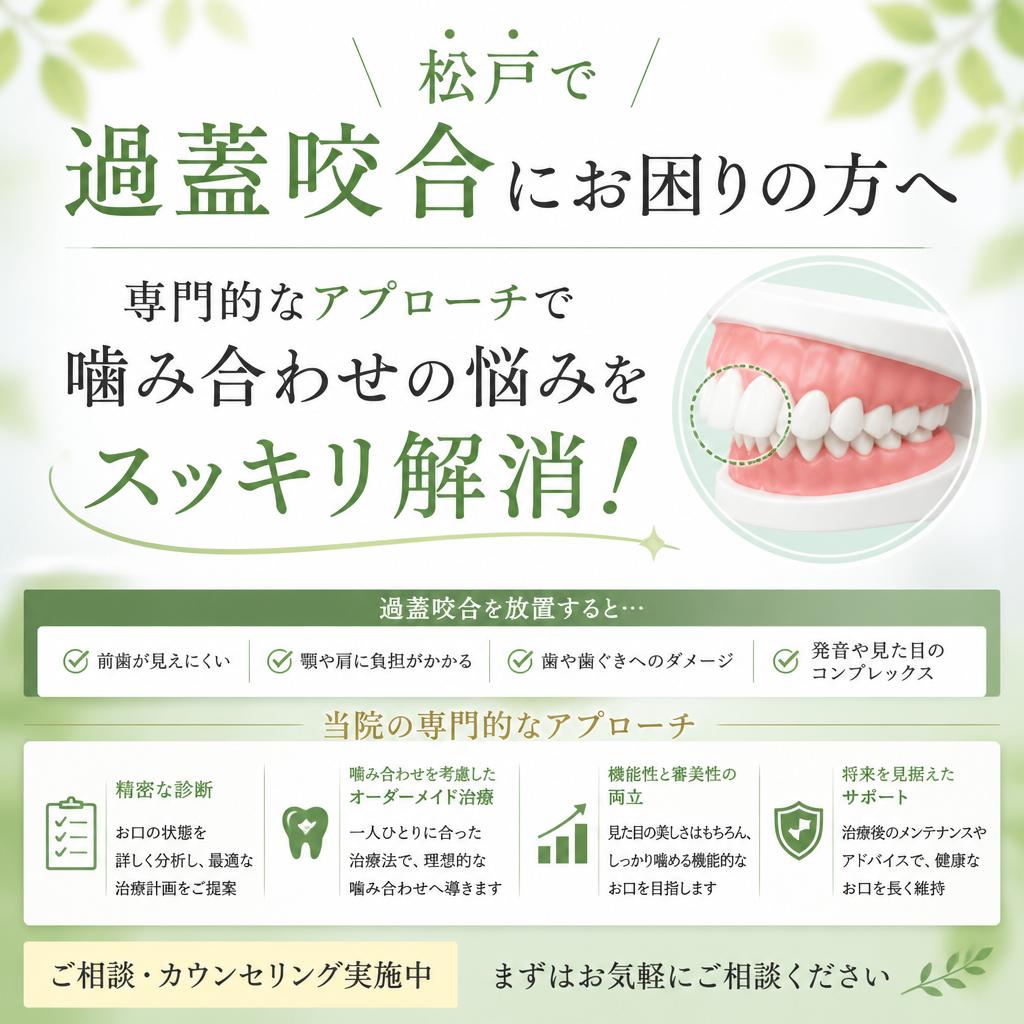松戸で過蓋咬合にお困りの方へ、専門的なアプローチで噛み合わせの悩みをスッキリ解消！
