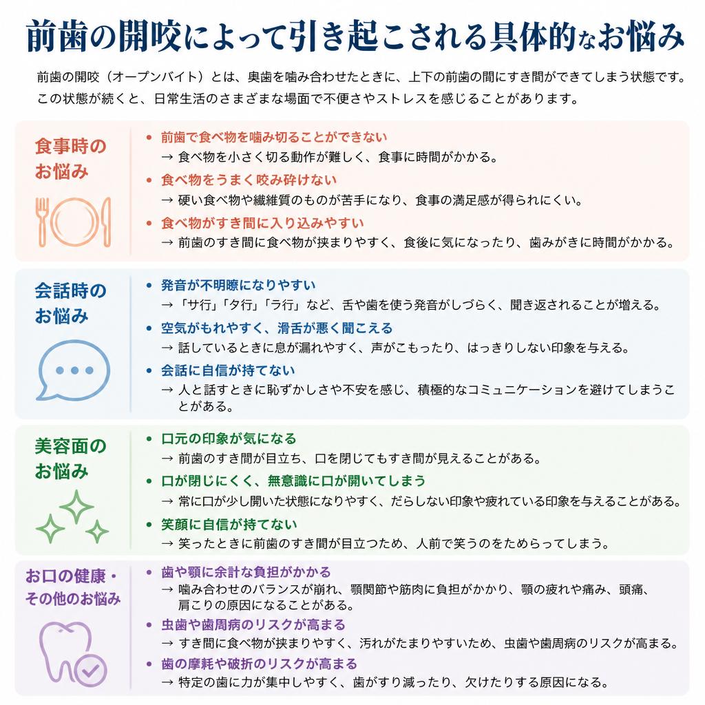 開咬によるお悩みの具体例
