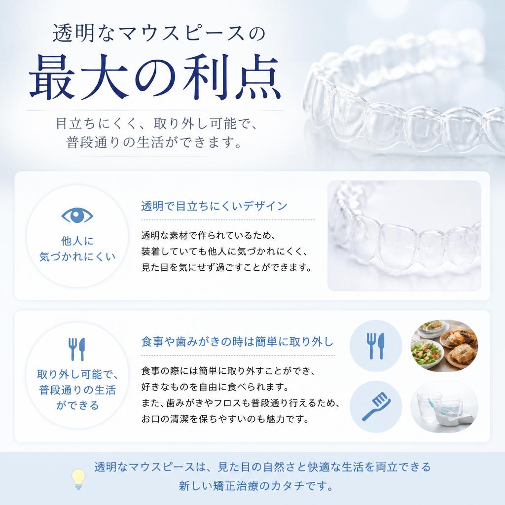 透明なマウスピースの利点