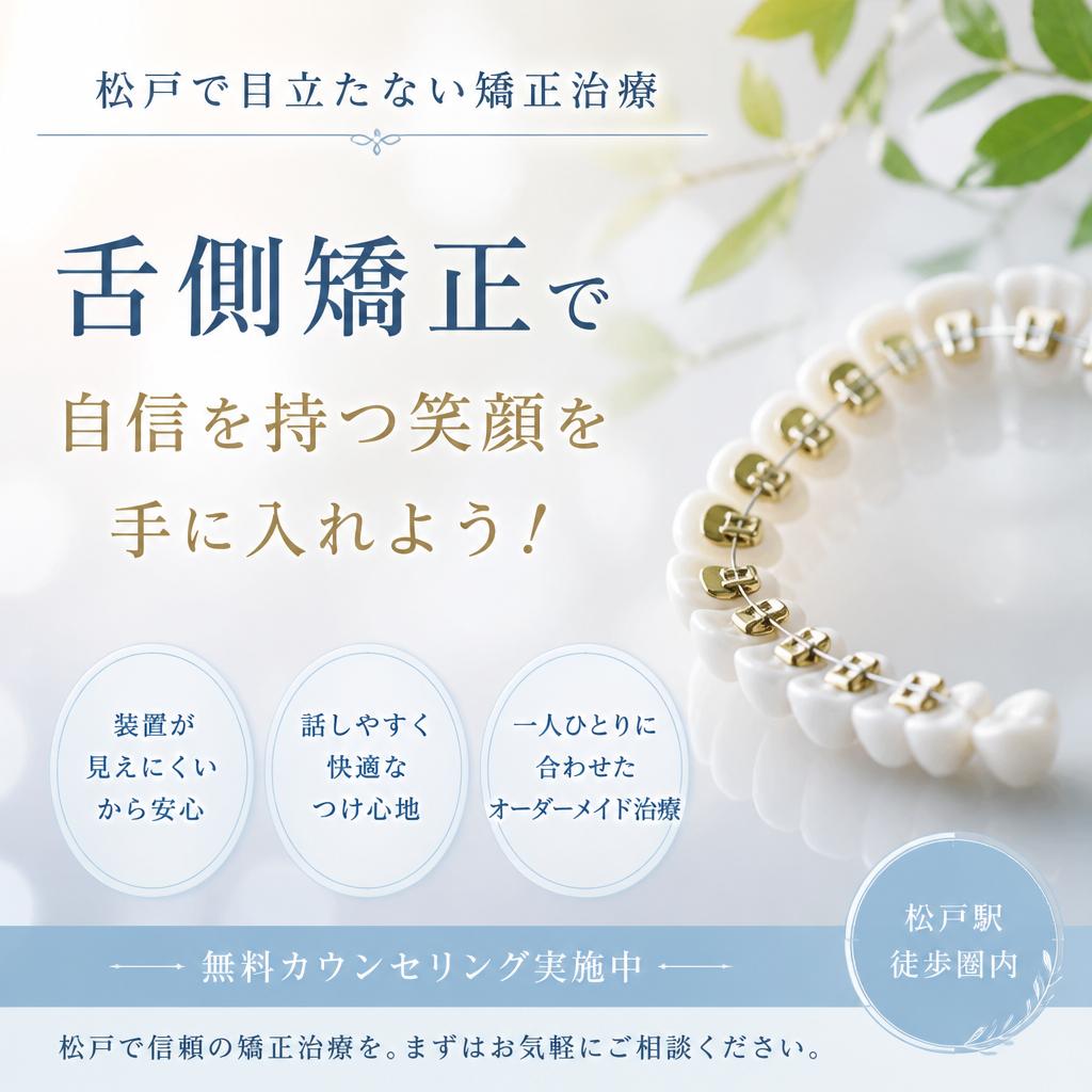 松戸で目立たない矯正治療。舌側矯正で自信を持つ笑顔を手に入れよう！