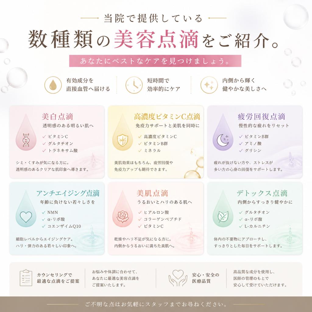 おすすめの美容点滴メニュー