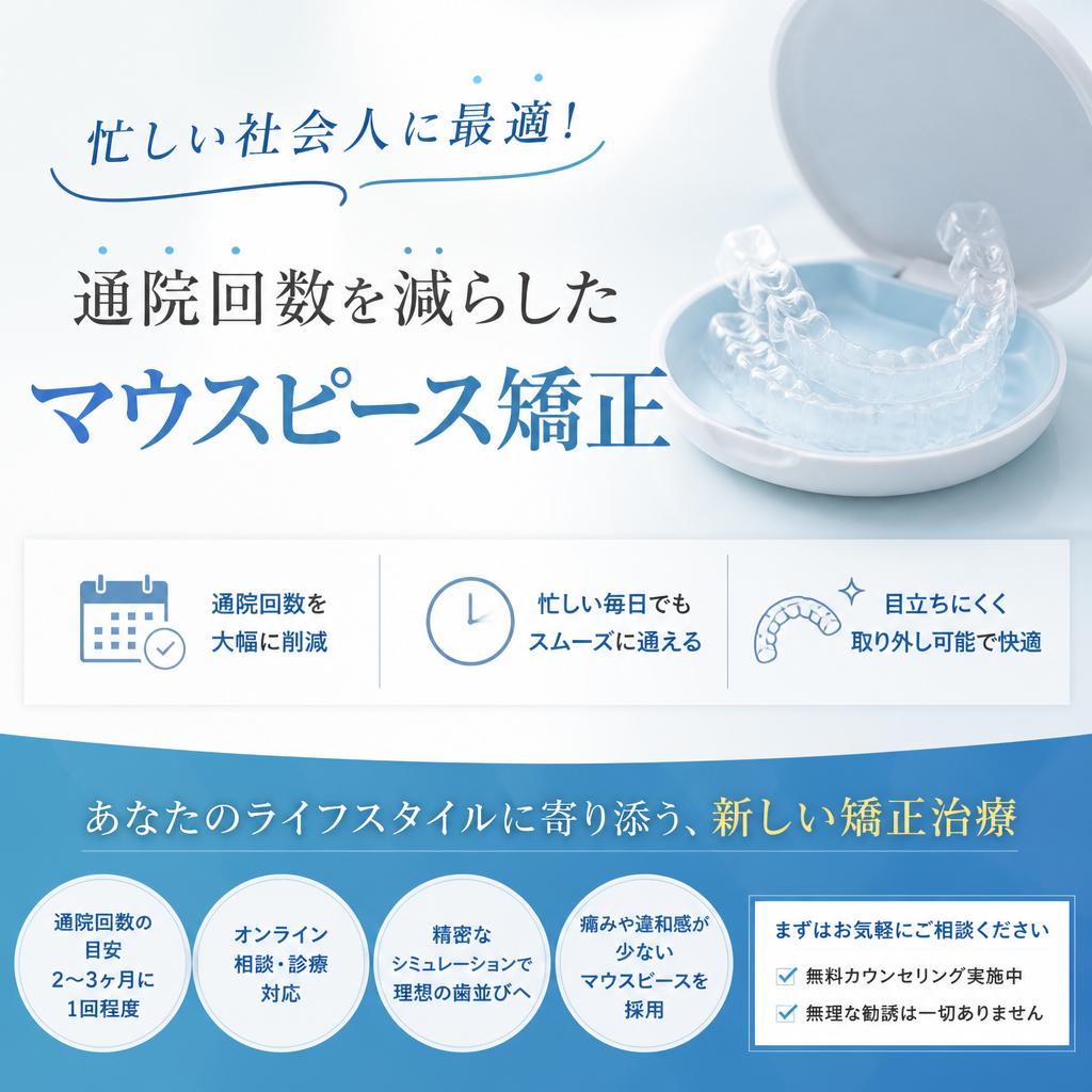 忙しい社会人に最適！通院回数を減らしたマウスピース矯正