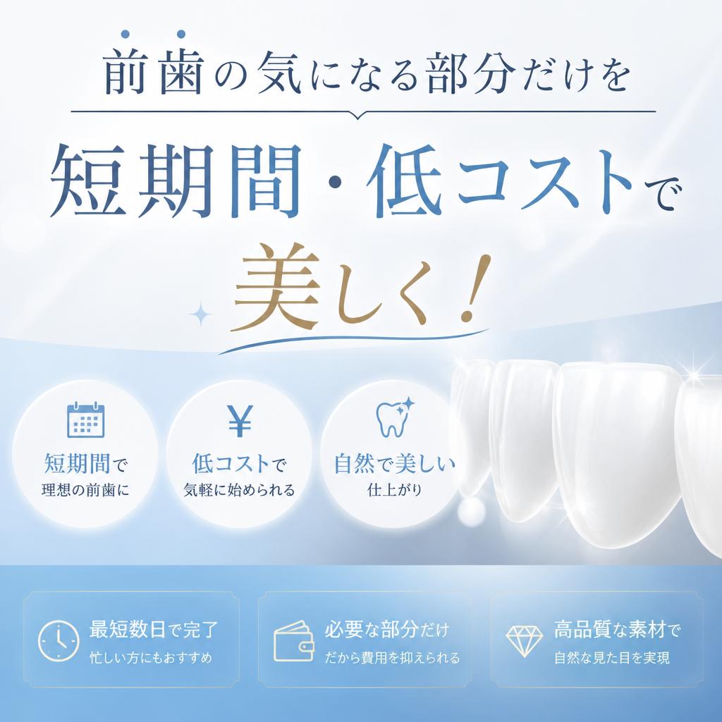 前歯の気になる部分だけを短期間・低コストで美しく！