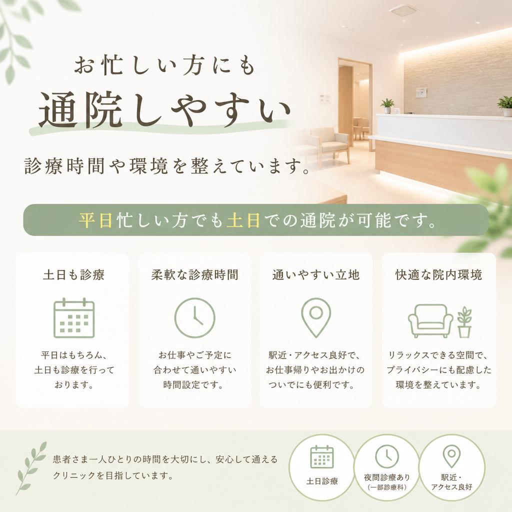 忙しいビジネスパーソンでも通院しやすい