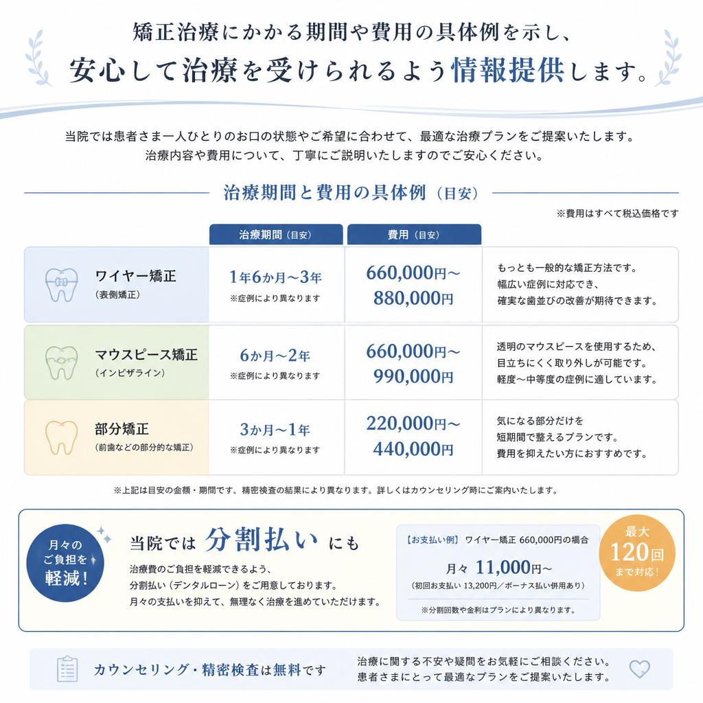 治療期間と費用について