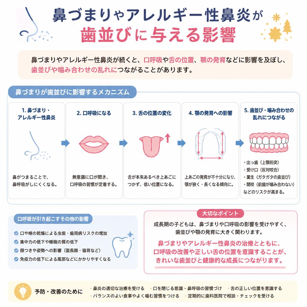 鼻づまりやアレルギー性鼻炎が歯並びに与える影響を知っていますか？