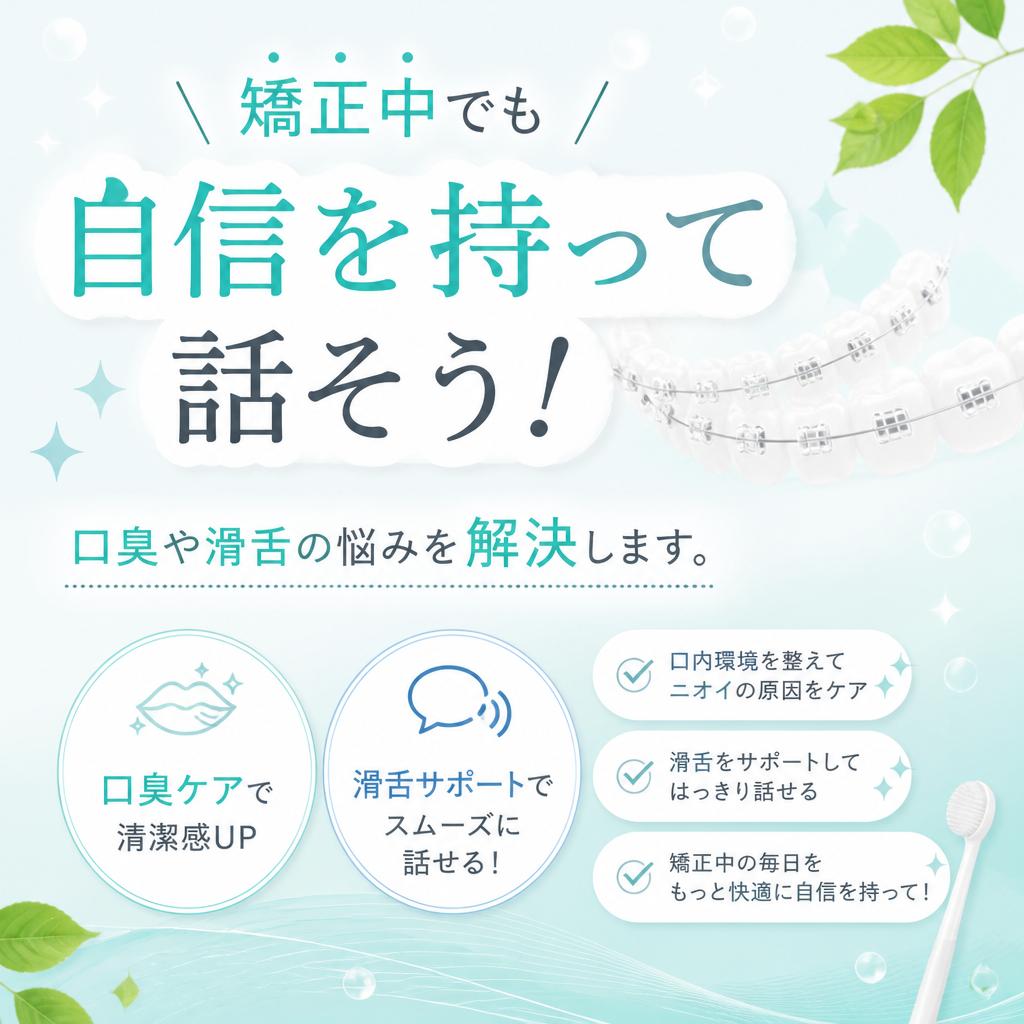矯正中でも自信を持って話そう！口臭や滑舌の悩みを解決します。