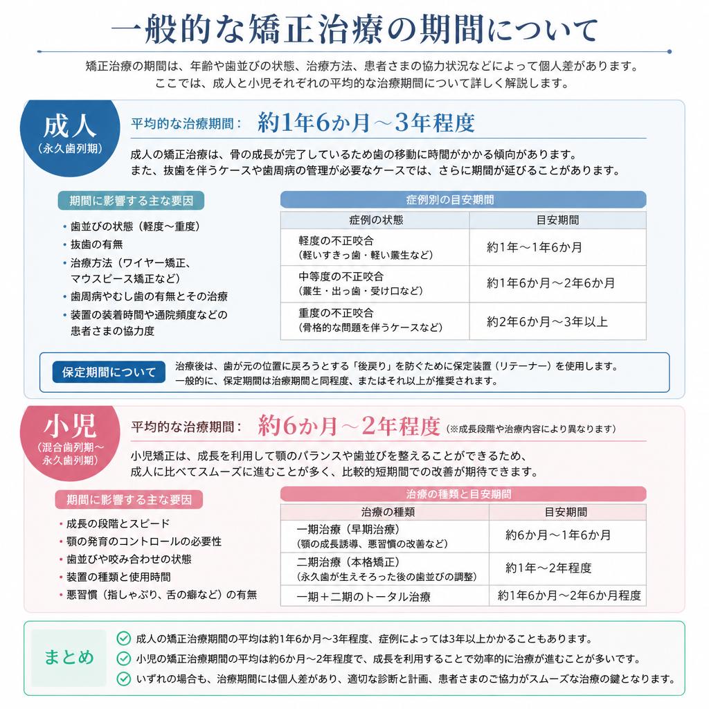 矯正治療の平均的な治療期間