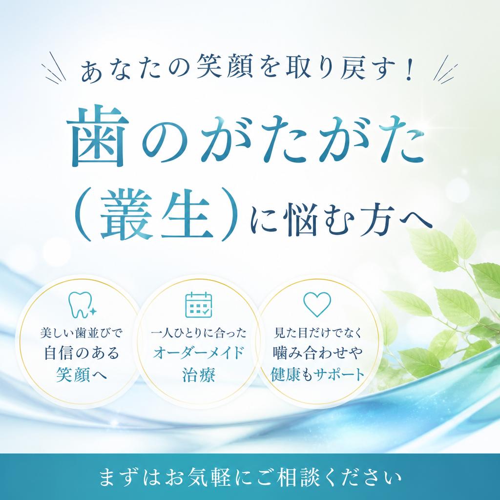 あなたの笑顔を取り戻す！歯のがたがた（叢生）に悩む方へ