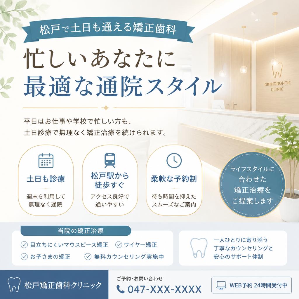 松戸で土日も通える矯正歯科｜忙しいあなたに最適な通院スタイル