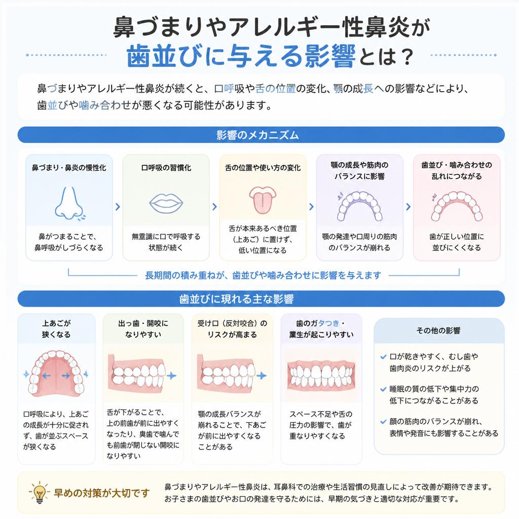鼻づまりやアレルギー性鼻炎が歯並びに与える影響とは？