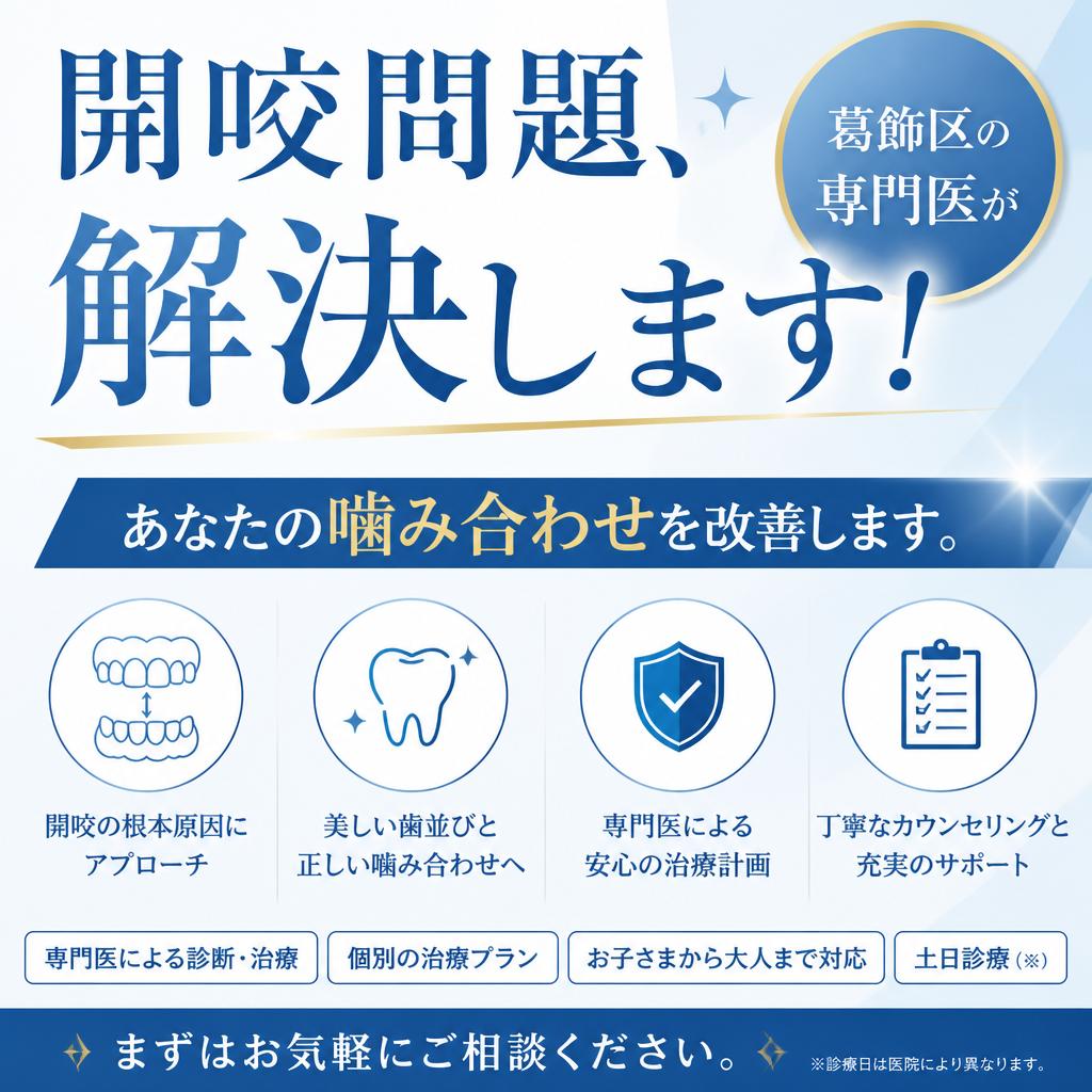 開咬問題、解決します！葛飾区の専門医があなたの噛み合わせを改善します。
