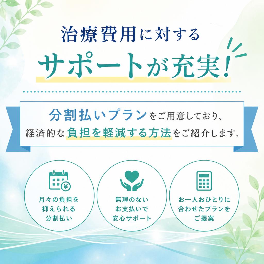 分割払いで無理なく通院可能